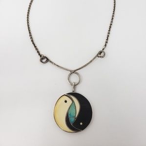 Sterling silver with Turquoise ying yang necklace